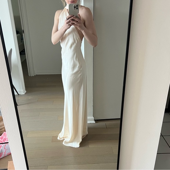 Mango Asymmetrical bow-neck Dress in Ivory - Picture 8 of 8